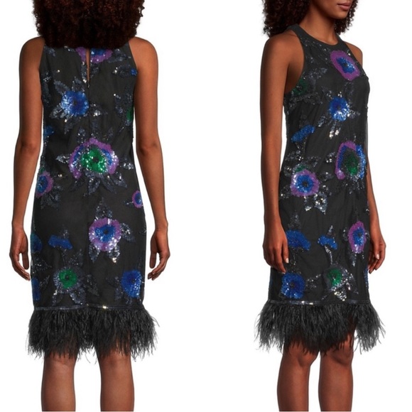 Ungaro Embellished Feather Cocktail Dress - Picture 1 of 10